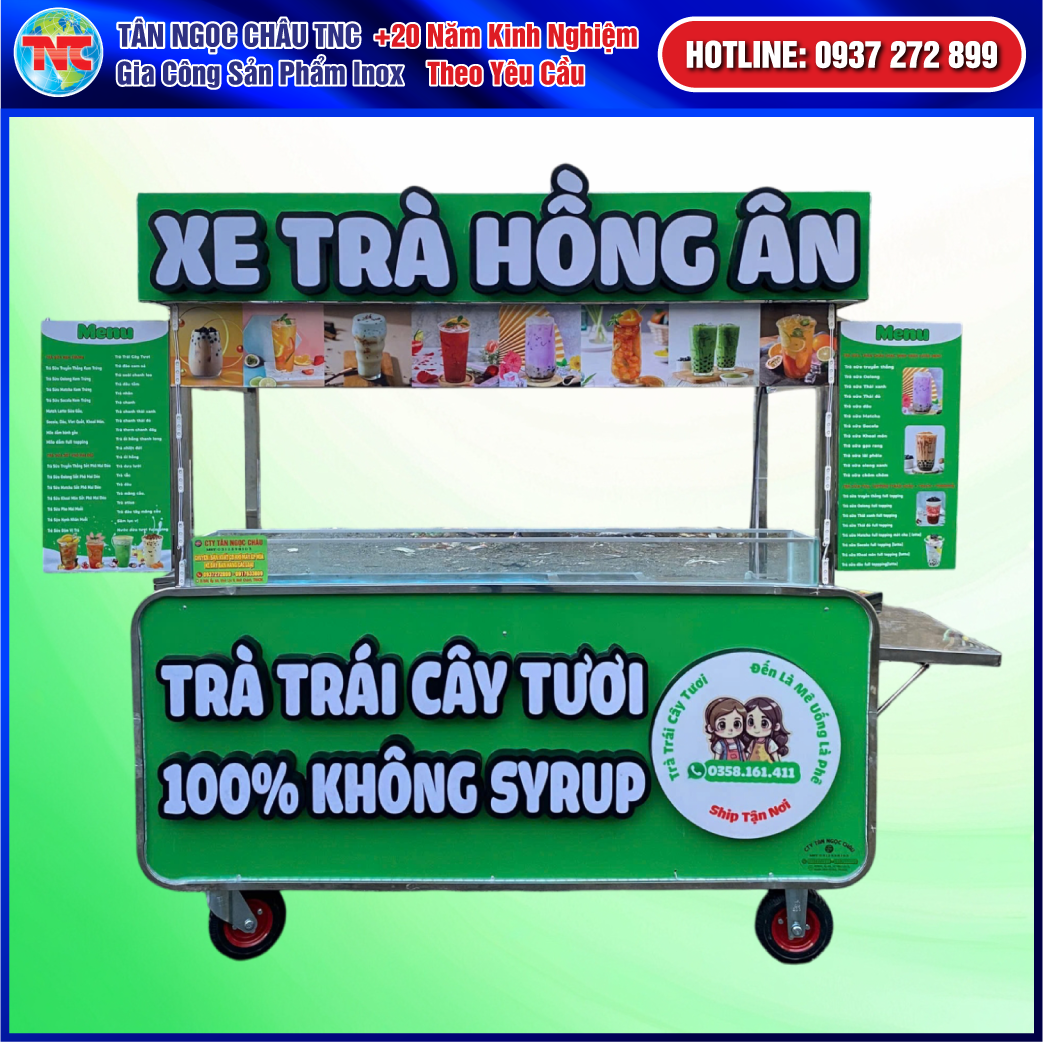 Xe Trà Sữa Led Chữ Nổi 1m4 Nhỏ Gọn Tiện Lợi